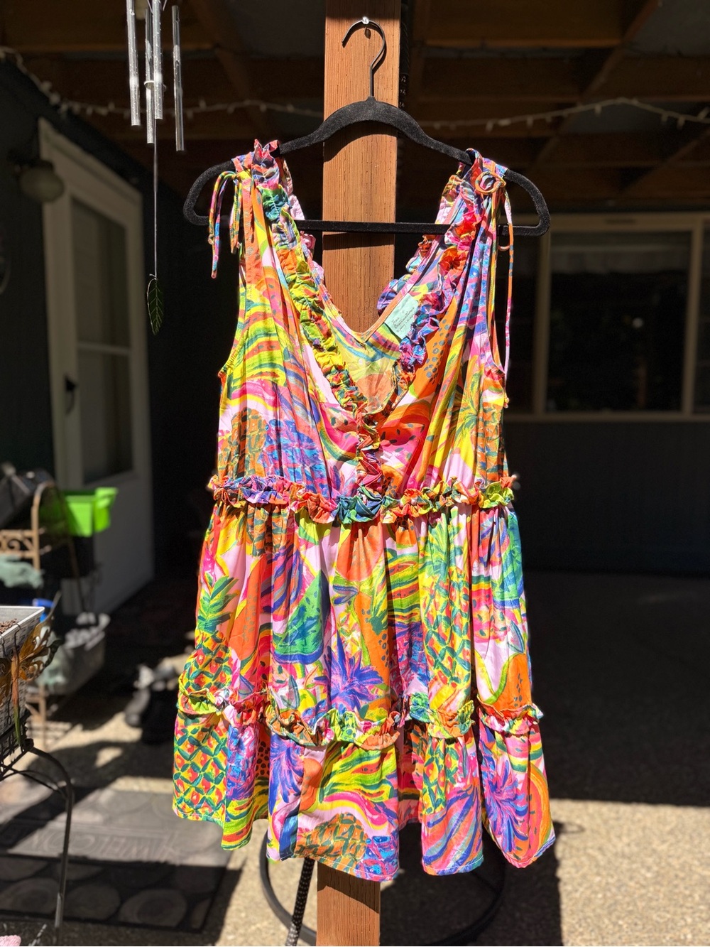 Vibrant Multicolor Ruffle Mini Dress